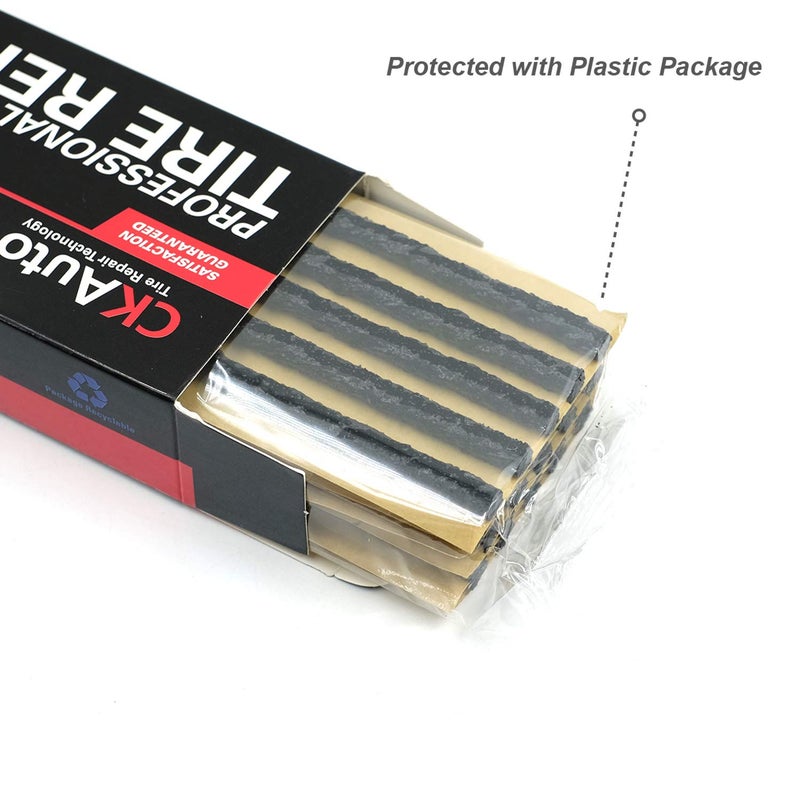 CKAuto 60pcs 4" Black Tire Repair Strings, Automotive Tool Tire Repair Plugs for Tubeless Off-Road Tires Car, Bike, ATV, UTV, Wheelbarrow, Mower - Image 4